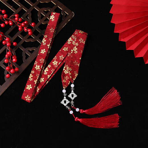 Yunshun 2-piece set of new Chinese style horse-faced skirt accessories, children's ancient style hairpins, Hanfu hair accessories, wooden hairpins, hairbands and headwear, dew flower reflection hairpins + red cherry blossom headbands, 2-piece set