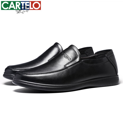 Cartelo Lederschuhe Herren Sommer Cowhide Ein Fuß Herrenschuhe Cowhide Weiches Einzelbetrieb Casual Schuhe 6219 Schwarz 40