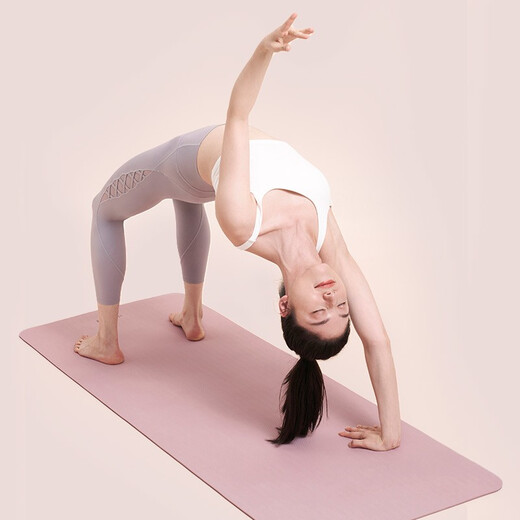Halten Sie die Dehnungsmatte Yogamatte, zweifarbige, dicke, verlängerte Fitnessmatte, Slip-Yoga-Sprungmatte TPE 12801 Klassischer 61 cm dunkelgrau/silbergrau-7mm halten