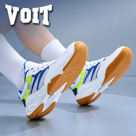 Walter table tennis shoes summer single mesh breathable men's low-top shock-absorbing running shoes non-slip wear-resistant badminton competition sports shoes white blue 988AT 35
