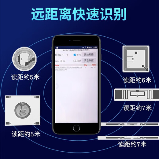 远景达NFC高频图书馆电子标签RFID不干胶射HF射频防伪追溯标签 15693协议电子标签 高频图书标签【40*25mm】 100张