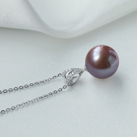 Queen of Pearls Half Summer Time 12-13mm Perfect Round Purple Pearl Pendant with Silver Chain Women's Birthday Gift