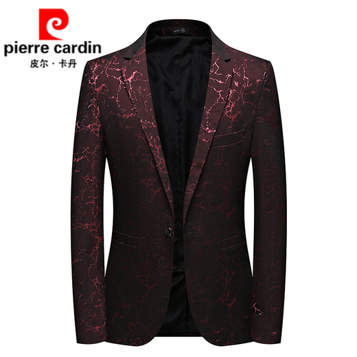 Pierre Cardin autumn new 2025 autumn new casual suit men's slim fashion business dark floral suit popular print blue LQ-607 XXL