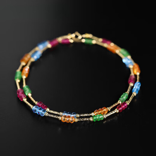COASZE Gypsophila tourmaline garnet topaz multi-treasure necklace 18K gold clavicle chain for girlfriend and wife multi-treasure necklace 40cm