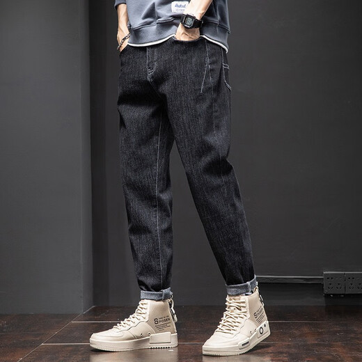 Guqian (Guqian) Jeans pour hommes Stretch Nine Point's Trend's Men's Style Summer Summer Light Color Slim Adting Pantal