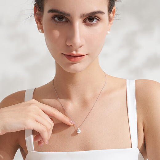 Tahitian akoya pearl pendant 8-8.5mm dot 18K gold diamond round high-gloss seawater pearl necklace for your lover