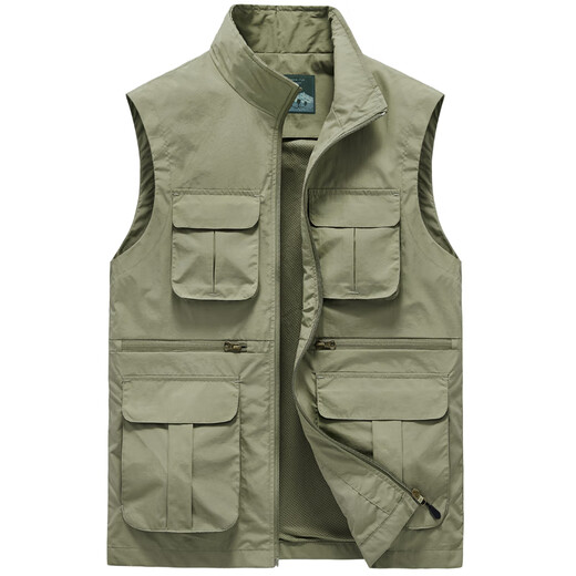JP Men's Vest Multi-Pocket Working Photography Fishing Quick Dry Casual Vest 718 Gray XL (suitable for 140 Jin [Jin equals 0.5 kg]-155 Jin [Jin equals 0.5 kg])