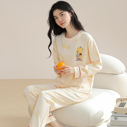 Cat men pajamas women pure cotton spring and autumn long-sleeved trousers loose, comfortable and cute casual, can be worn outside home clothes cotton suit 9901 Xingxiong L [recommended 95-115Jin [Jin equals 0.5 kg]]