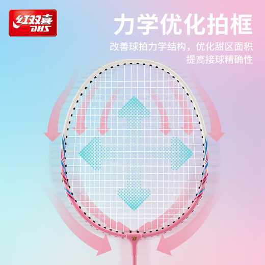红双喜（DHS）羽毛球拍对拍升级款深凹槽比赛P200炫彩附3球