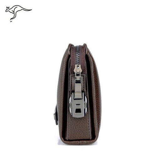Cool Kangaroo 2023 Mot de passe Lock Hands Sac à main Texture en cuir véritable de grande capacité Sac d'embrayage décontracté en cuir de grande capacité Soft Casched Business à la mode (avec ceinture portative)