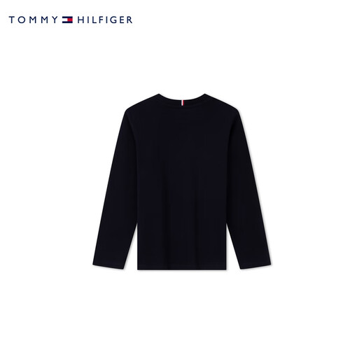 TOMMY HILFIGER童装男休闲简约字母刺绣圆领内搭打底衫长袖T恤TH2412015 藏青色654 130 7/130cm