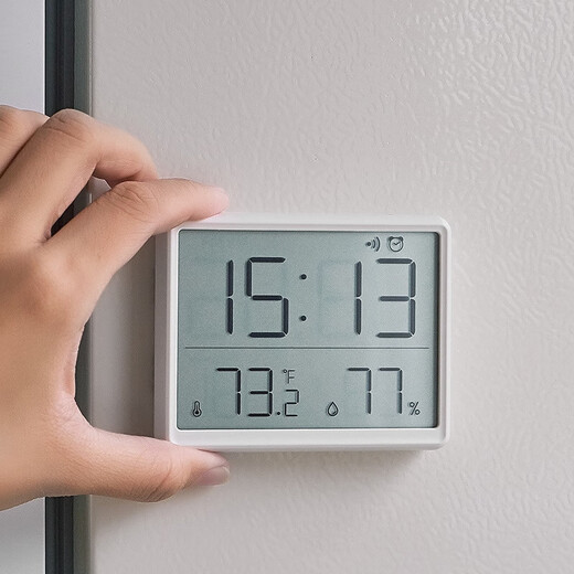 艺联家墨水屏时钟大屏墨水屏时钟家用电子挂墙大屏幕智能温湿度学生床头 黑色9905