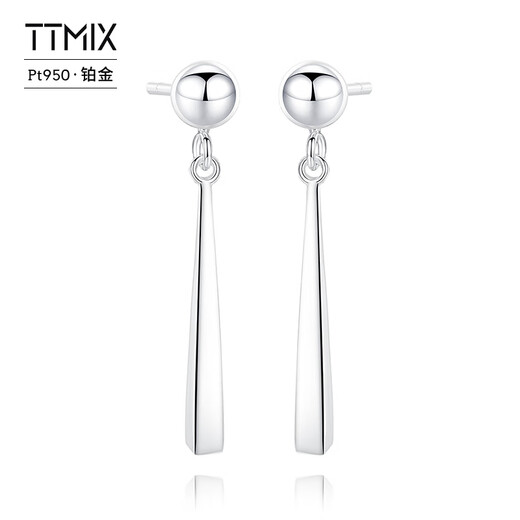 TTMIXPT950 platinum earrings for women, high-end, simple, tassel, versatile platinum earrings, slimming face, 3.1-3.3g