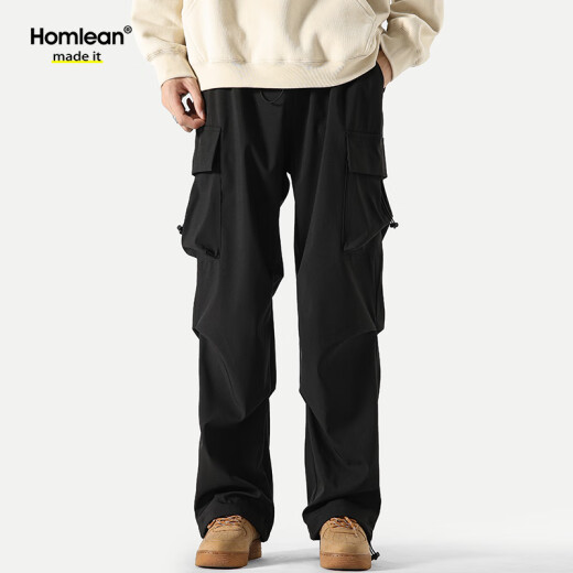 Pantalones de trabajo de paracaidismo funcional americano de homlean Nicho suelto de primavera y verano Nicho de senderismo informal S6603 Negro 3xl
