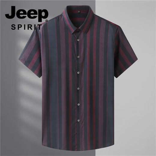 JEEP SPIRIT夏季2024新款欧美大码男装短袖衬衫男士胖子花衬衣特大码冰丝上衣 9207黑色 10XL 225350-350斤
