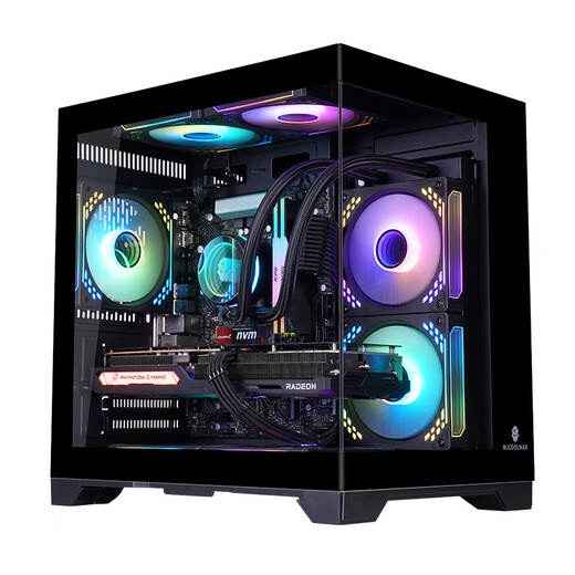 玩嘉孤勇者MINI黑色（旗舰版）+棱镜RGB五风扇套装海景房电脑机箱（上下防尘网/M-ATX主板/240水冷