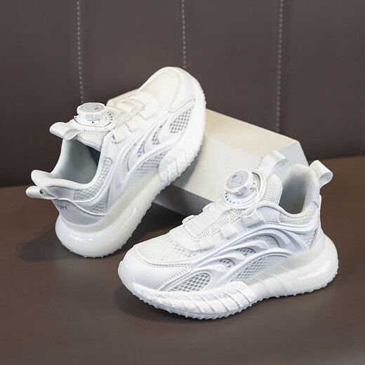 
SNOOPY Snoopy Children's Shoes Children's Sports Shoes Summer Refreshing Breathable Small White Shoes Men's and Girls Single Mesh Shoes 0011 White 32