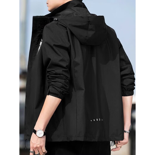 以纯连帽休闲外套男ins2025春秋季新款防风山系冲·锋衣夹克男士 681黑色 连帽防风拒水 XL