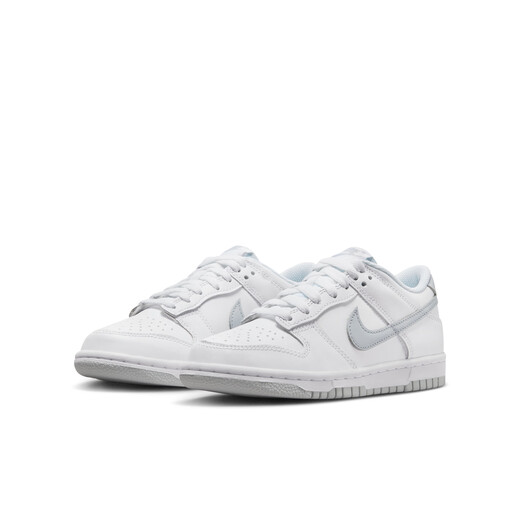 NikeOutlets Nike Dunk Low (GS) Zapatillas de tablero de deportes para niños grandes Dh9765 004 Blanco Gold/Blanco/Gris frío/Luz transparente Azul 35.5