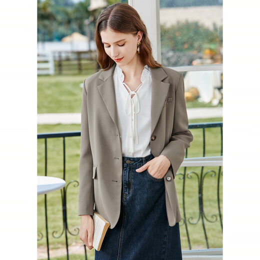 Betu women's autumn new suit ins style simple versatile multi-color suit jacket women 2308T46 mocha color M