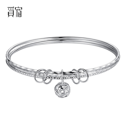 Misu Platinum Three Lives Three Worlds Bracelet Women's Boutique PT950 Platinum Three Ring Wishing Transfer Beads Hand Jewelry Birthday Gift Weight 11.25g Inner Diameter 52mm