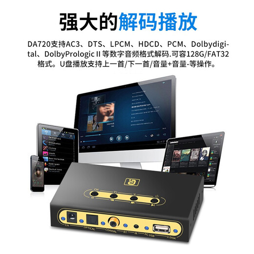 Ayin 5.1 audio decoder Dolby DTS external sound card hifi Bluetooth receiver DAC fiber coaxial USB disk computer amplifier audio black DA720 standard version
