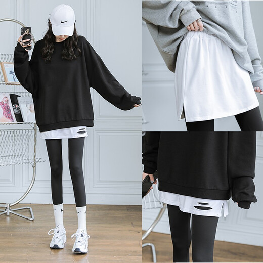 Langsha small butt curtain shark pants bottoming with artifact decoration fake two-piece stacked hem to cover buttocks safety pants for women