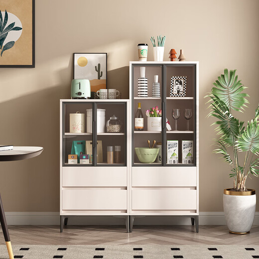 Fan Meilun (Familia) Gabinete lateral de comedor de lujo Ligero Medida de sala de estar Simple Simple Gabinete de vinos Gabinete de vinos Cocina de almacenamiento multifunción Gabinete de almacenamiento 3271 White 60*40*94cm
