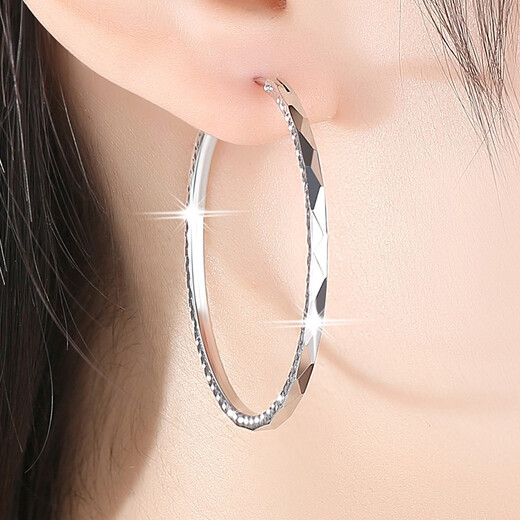 Jiuchangshi Shining 999 sterling silver earrings for women, pure silver large earrings, silver earrings, birthday gifts for girlfriend, shining earrings 50mm