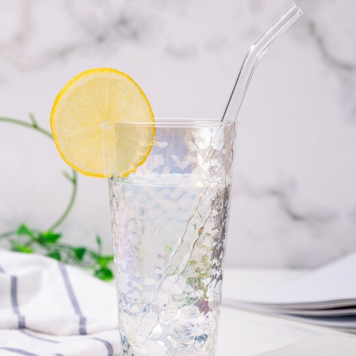 Can absorb boiling water, Poppy Bear high borosilicate transparent glass straw, non-disposable, reusable, heat-resistant and durable set, lipstick-proof, non-disposable, pregnant woman juice cleaning straw, four glass straws + straw brush, one box