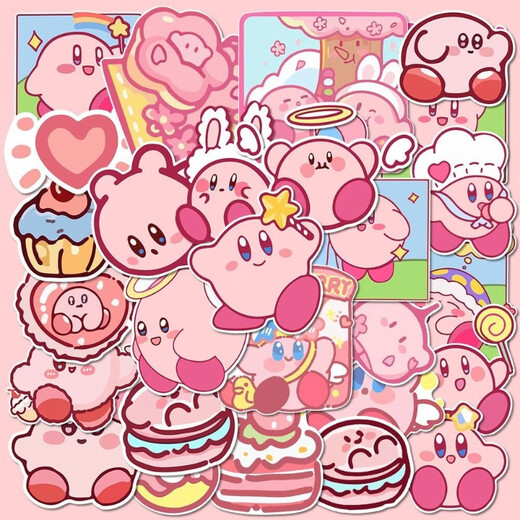Netter Star Kirby Kirby Aufkleber Cartoon Mobile Aufkleber Tablette Wasserbecher Handkonto DIY kleiner Aufkleber wasserdichte Aufkleber zufällig 10