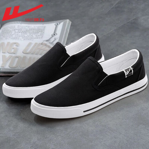 Huili kicks men's shoes spring old Beijing cloth shoes men's soft sole casual shoes men's young and middle-aged Doudou canvas shoes men black 39