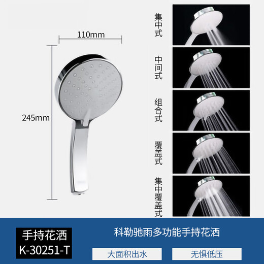 KOHLER Shower Single Nozzle Handheld Shower Five Functions Shower Head K-30251T-CP Silver