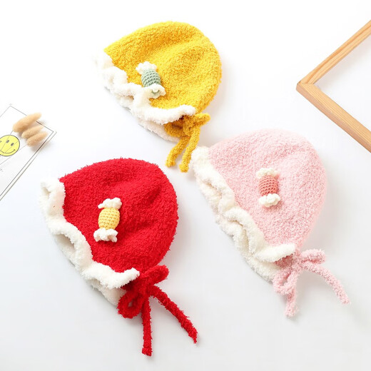 Benassy Baby Hut Herbst und Winter Baby Girl Prinzessin Style Winter verdickter Wollgestricker Ohrschutz koreanische Version Wolle Hut mx829-rot 6 Monate 2 Jahre alt (44-49 cm)