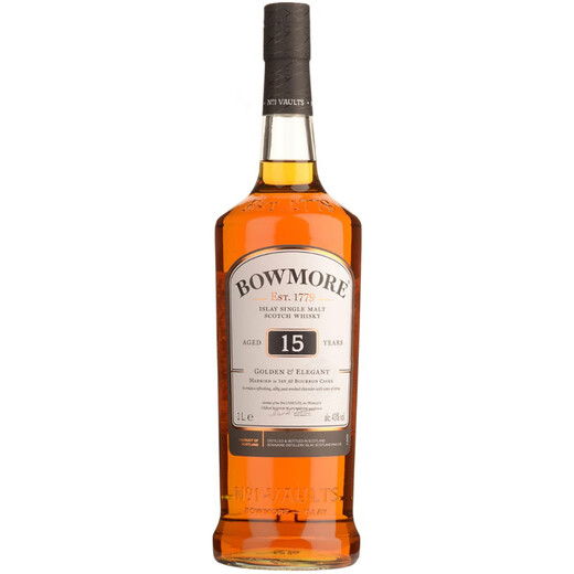 波摩（Bowmore）15年  Golden & Elegant 单一麦芽威士忌 1000ml 43度 礼盒装