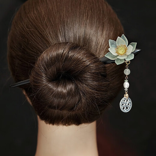 Kamalun (KAMALUN) lotus hairpin ancient style tassels black sandalwood Hanfu hairpin hairpin hairpin for girlfriend and wife birthday Chinese Valentine's Day gift picture style