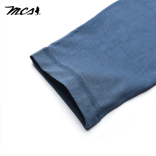 MCS comes from Marlboro American retro long-sleeved T-shirt spring new cotton slim round neck solid color Henley shirt for men light gray blue K1 56/XXXL/185