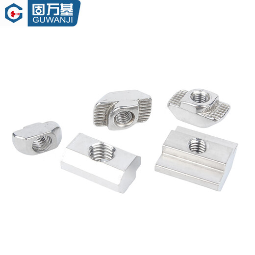 Guwanji 304 stainless steel T-type nut 20/30/40/45 European standard and national standard aluminum profile slider nut ship-shaped hammer head 304T type European standard 20 type-M5 (10 pieces)