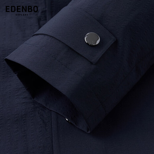 Attenborough shopping mall same style men's mid-length lapel windbreaker 2026 spring new versatile casual thin coat for men navy blue XL 175