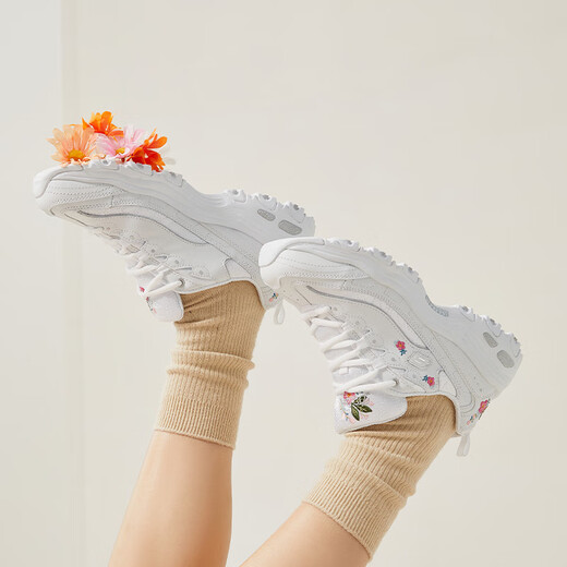 SKECHERS Damen Fashion komfortable lässige dicke alleinige trendige Panda Schuhe Dad Schuhe 11977 Weiß/WHT 35