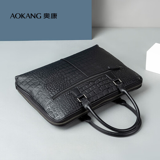 
Aokang men's briefcase top layer cowhide handbag one-shoulder crossbody bag business bag birthday gift for husband and father