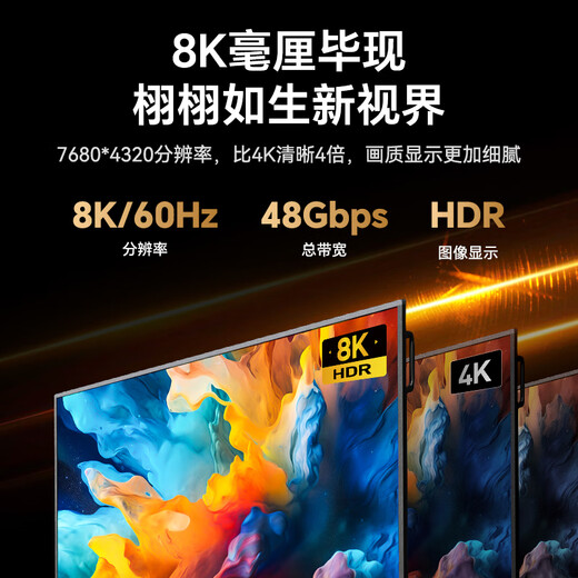 Shengwei HDMI cable version 2.1 3 meters 8K60Hz 4K240Hz laptop set-top box display projector video connection cable AHH4030G compatible with HDMI2.0