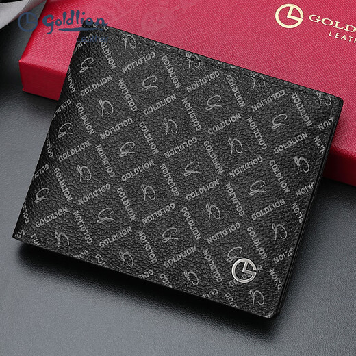 Jinlilai wallet men's business high-end large-capacity card bag, multiple card clips, gift box, birthday gift for dad, black business casual horizontal style