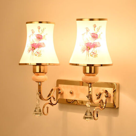 Yaotian remote control dimming wall lamp bedroom bedside lamp LED living room wall lamp hotel hotel stair corridor aisle lamp BD010-double head-glass new led warm light three-stop dimming