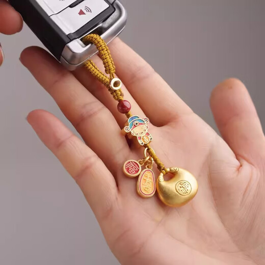 La puissance des accessoires suspendus à la longe de téléphonie mobile, une chaîne de téléphonie mobile en laiton, un pendentif court de la corde anti-perdure, un pendentif de paisance de la protection du corps en or de sable, une chaîne de clés USB Ornement multifonctionnel, Yuanbao Dieu de la chaîne de téléphones mobiles de richesse