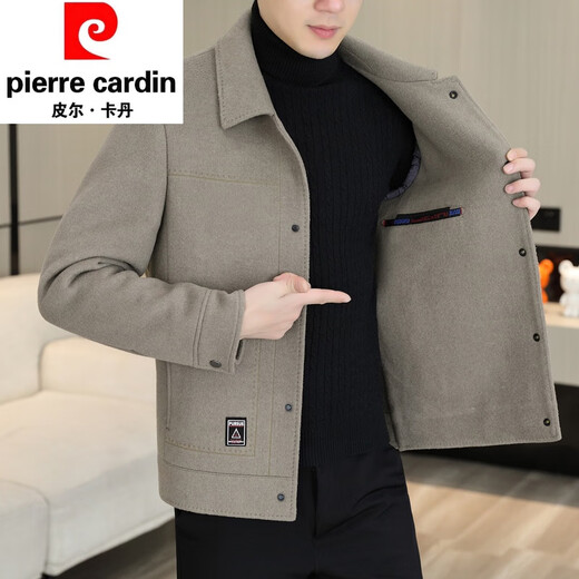 Pierre Cardin Wool Wool Jacket Men's Short Double-sided Nylon Coat 2025 Autumn and Winter New Men's Thickened Cashmere Wool Jacket 20936-2308 Khaki Cashmere Nylon 2XL