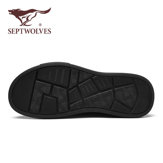 Septwolves Leather Shoes Men's Winter New Non-Slip First Layer Cowhide Casual Shoes Versatile British Style Business Formal Leather Shoes Men Black Standard Leather Shoe Size 41