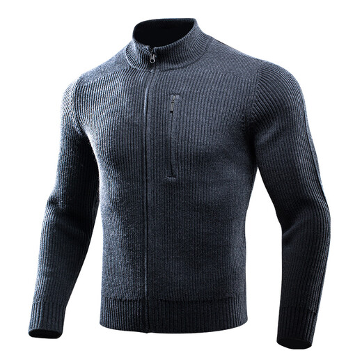 Dragon Tooth Hidden Merino Wool Cardigan Sweater Men's Autumn and Winter Versatile and Comfortable Outerwear Jacket Battleship Gray M (175/96A)