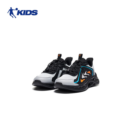 Chaussures de Jordan Boys Spring and Automne Big Child's Soft Sole Chaussures en cuir Chaussures de course en cuir - Tulle Gray / Silver-34