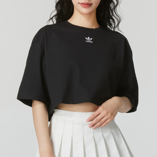 阿迪达斯 （adidas）短袖女冬季新款运动服休闲宽松透气针织纯棉上衣三叶草半袖T恤 IT9887 M